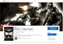 Micorosoft Store video game product detail page for Batman: Arkham Knight